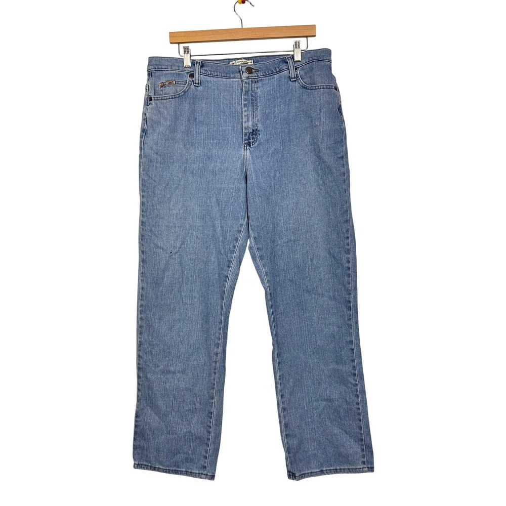 Lee Jeans Womens 16 Medium Relaxed Straight Leg Light Wash‎ Denim